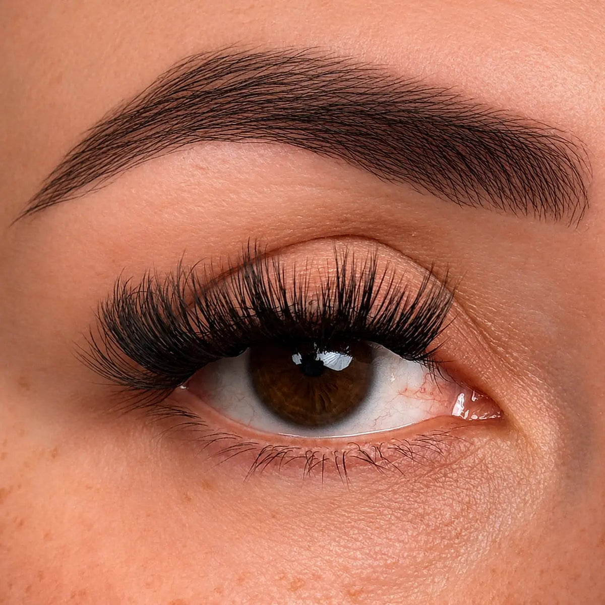 Close-up of an eye wearing Authentic full glam pre-mapped lash clusters