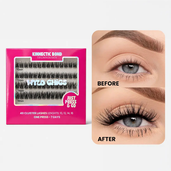 After Hours lash clusters box with before and after close-ups of the eye