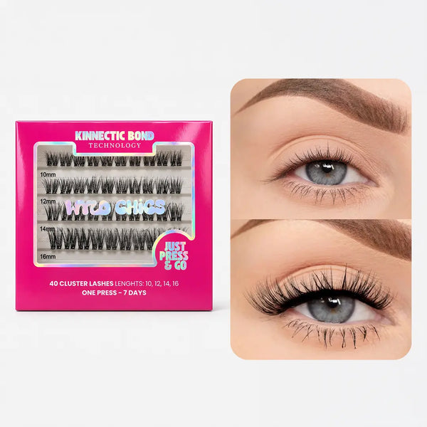 Dainty lash clusters box with before and after close-ups of the eye