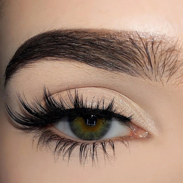 Close-up of an eye wearing Day Light manga doll eye strip lashes by Wyld Chics