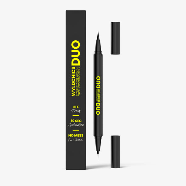 QuickLash DUO dual-ended eyeliner lash glue pen by Wyld Chics with both caps off