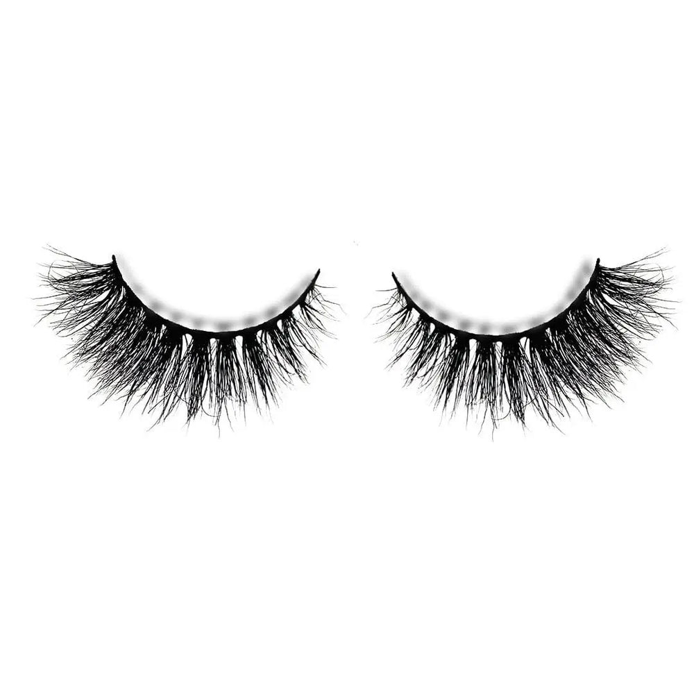 Baddie strip lash pair laid flat showing the winged cat eye shape